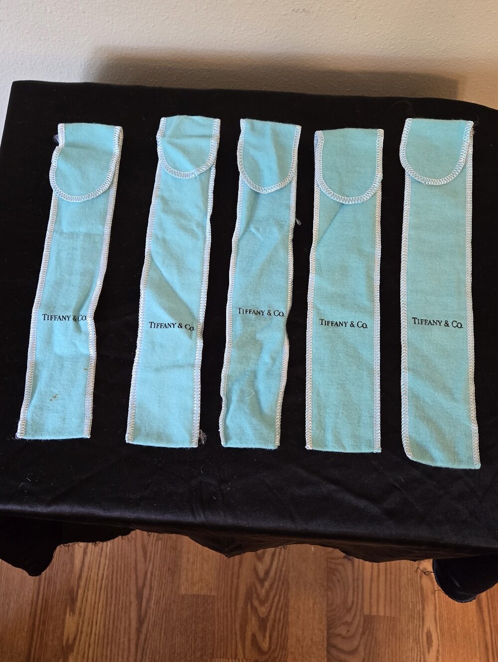 VTG Tiffany & Co. Signature Blue Velvet Jewelry Sleeves - Set of 5